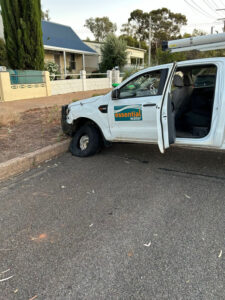 Utility trucks damaged, stolen